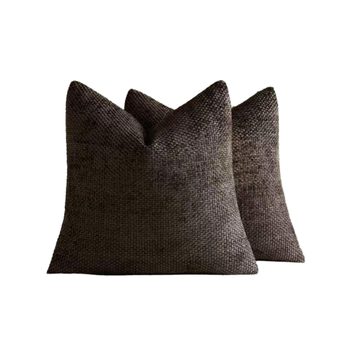 Chenille Grid - European Pillowcases - Pack of 2 - Chocolate, 65cm x 65cm