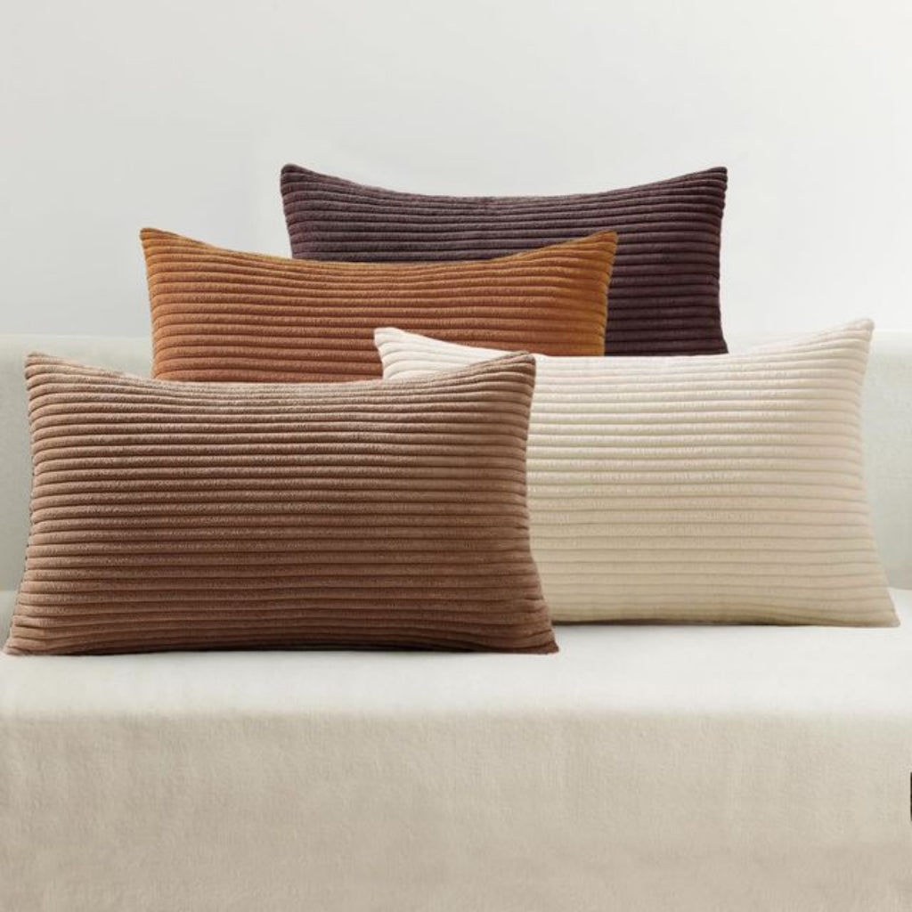 Corduroy Velvet Cushion Covers - Pack of 4 Mix of Brown Shades - 30cm x 50cm