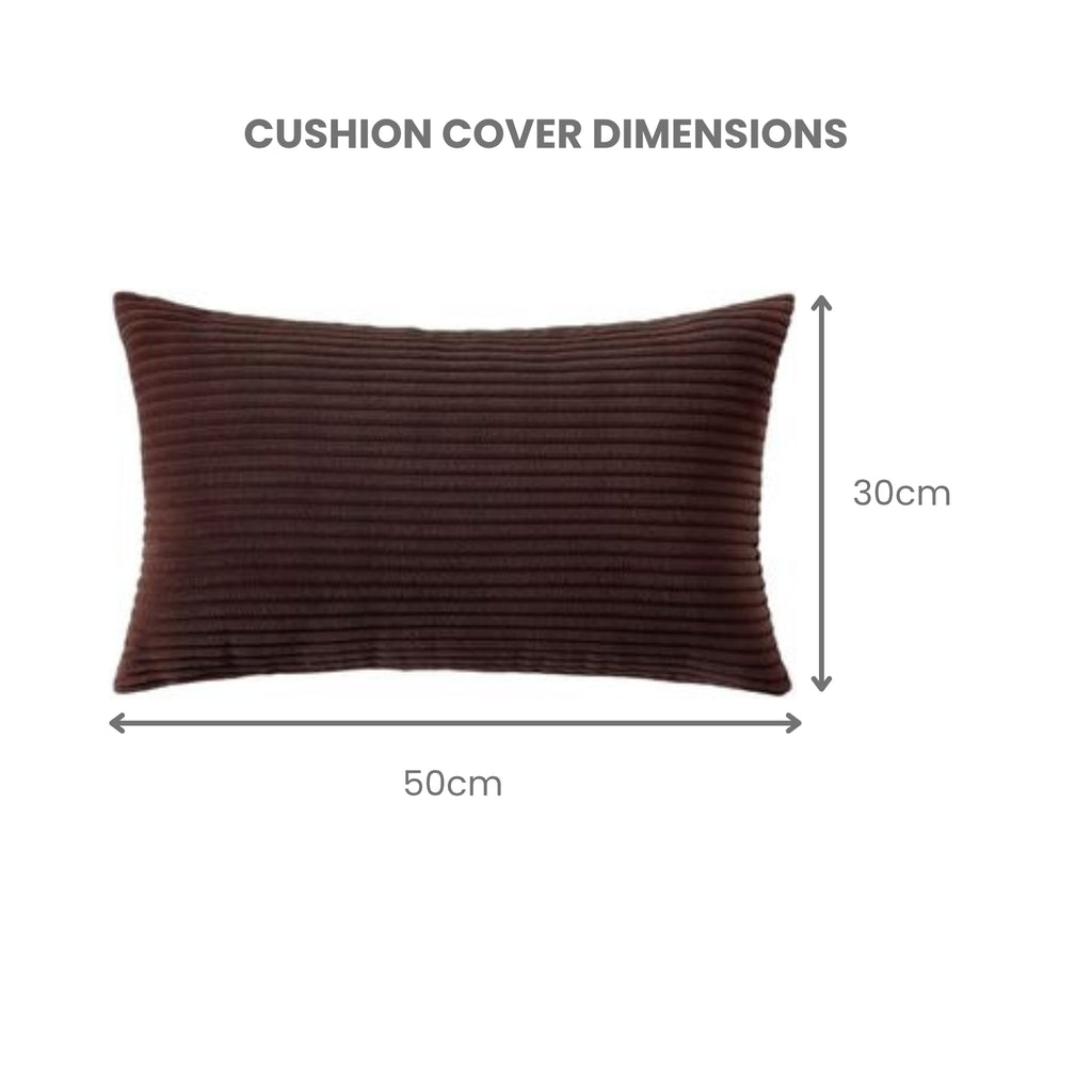 Corduroy Velvet Cushion Covers - Pack of 4 Mix of Brown Shades - 30cm x 50cm