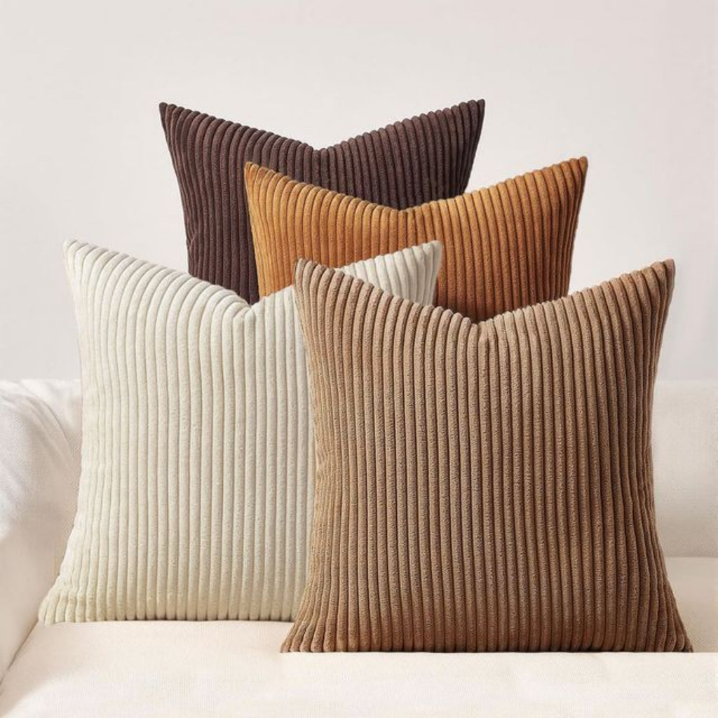 Corduroy Velvet Cushion Covers - Pack of 4 Mix of Brown Shades - 45cm x 45cm