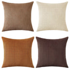 Corduroy Velvet Cushion Covers - Pack of 4 Mix of Brown Shades - 45cm x 45cm