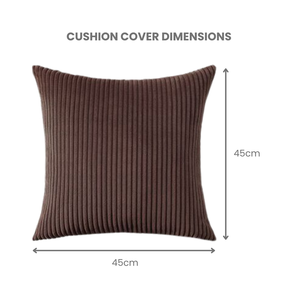 Corduroy Velvet Cushion Covers - Pack of 4 Mix of Brown Shades - 45cm x 45cm
