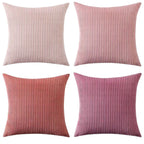 Corduroy Velvet Cushion Covers - Pack of 4 Mix of Pink Shades - 45cm x 45cm