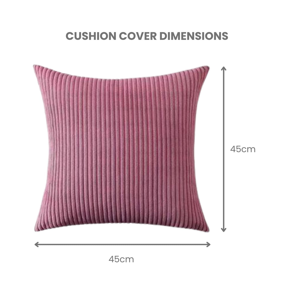 Corduroy Velvet Cushion Covers - Pack of 4 Mix of Pink Shades - 45cm x 45cm