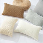 Corduroy Velvet Cushion Covers - Pack of 4 Mix of Beige Shades - 30cm x 50cm