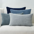 Corduroy Velvet Cushion Covers - Pack of 4 Mix of Blue Shades - 30cm x 50cm