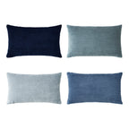 Corduroy Velvet Cushion Covers - Pack of 4 Mix of Blue Shades - 30cm x 50cm