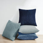 Corduroy Velvet Cushion Covers - Pack of 4 Mix of Blue Shades - 45cm x 45cm