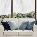 Corduroy Velvet Cushion Covers - Pack of 4 Mix of Blue Shades - 45cm x 45cm