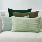 Corduroy Velvet Cushion Covers - Pack of 4 Mix of Green Shades - 30cm x 50cm