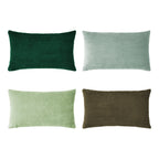 Corduroy Velvet Cushion Covers - Pack of 4 Mix of Green Shades - 30cm x 50cm