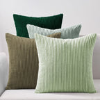 Corduroy Velvet Cushion Covers - Pack of 4 Mix of Green Shades - 45cm x 45cm