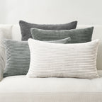 Corduroy Velvet Cushion Covers - Pack of 4 Mix of Grey Shades - 30cm x 50cm