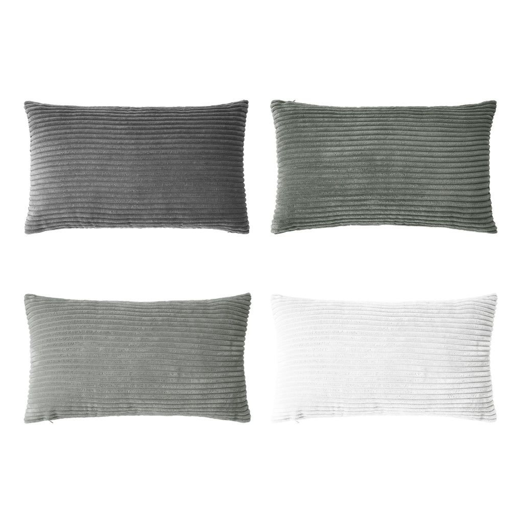 Corduroy Velvet Cushion Covers - Pack of 4 Mix of Grey Shades - 30cm x 50cm