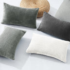 Corduroy Velvet Cushion Covers - Pack of 4 Mix of Grey Shades - 30cm x 50cm