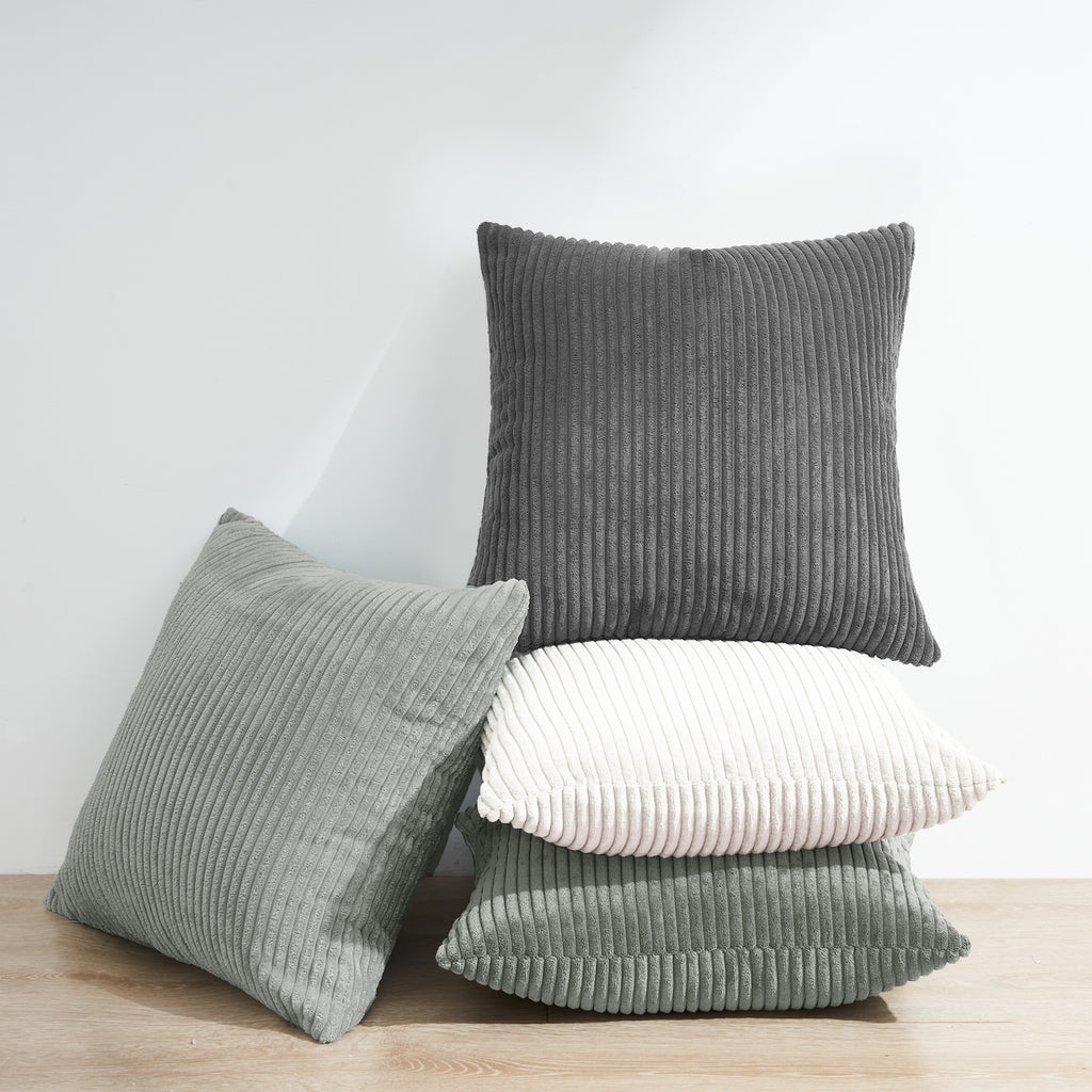 Corduroy Velvet Cushion Covers - Pack of 4 Mix of Grey Shades - 45cm x 45cm