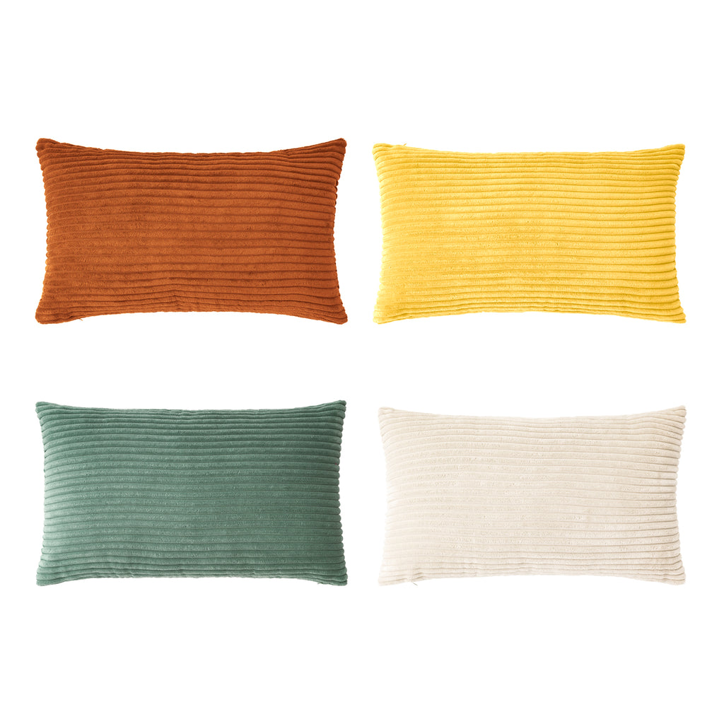 Corduroy Velvet Cushion Covers - Pack of 4 Rainbow - 30cm x 50cm