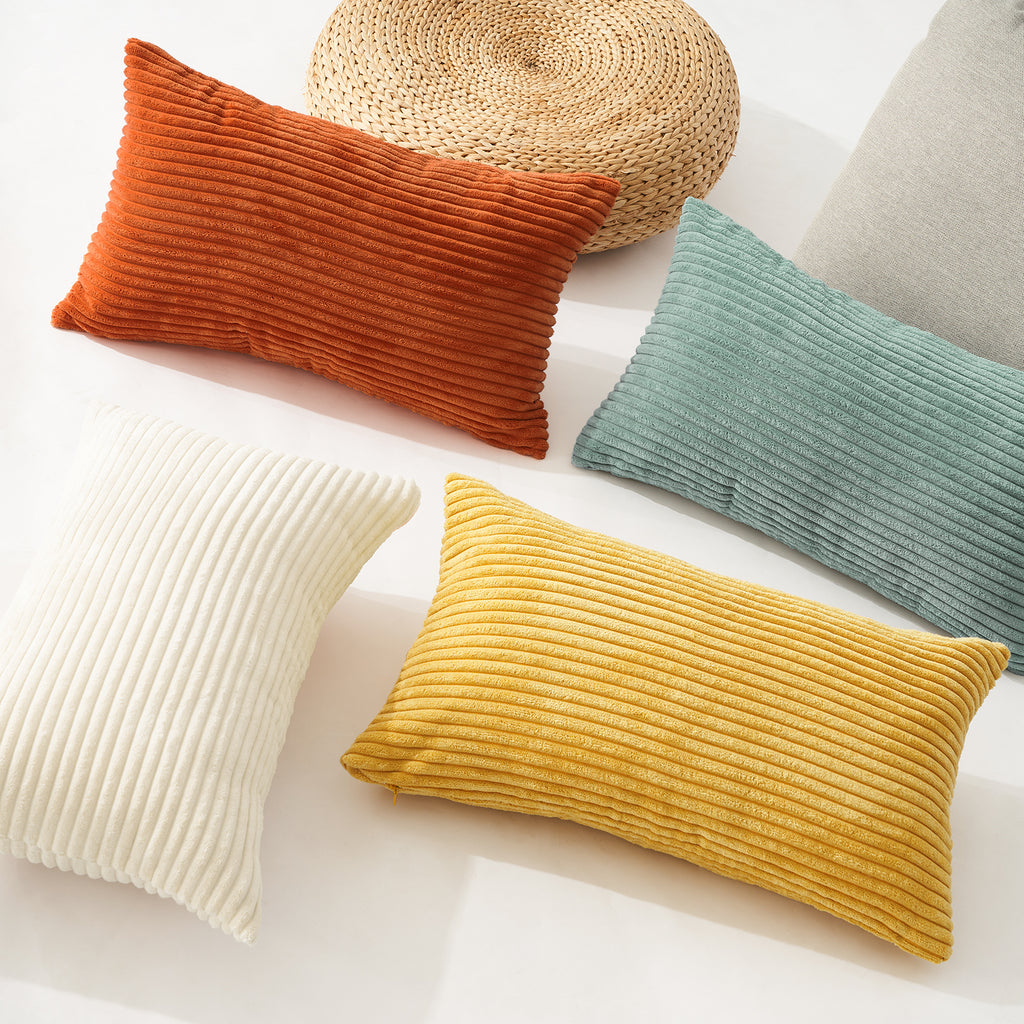 Corduroy Velvet Cushion Covers - Pack of 4 Rainbow - 30cm x 50cm