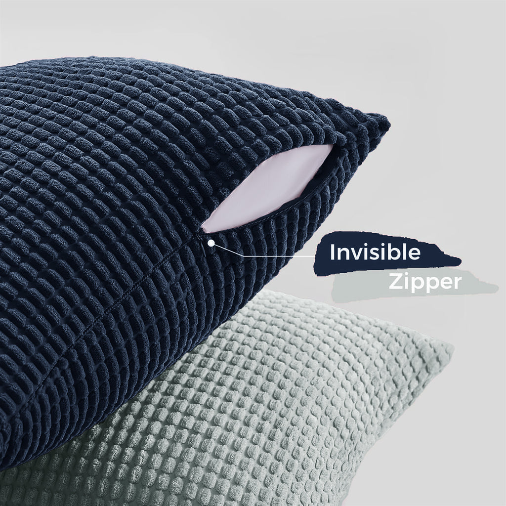 Corduroy Corn Grain Cushion Covers - Pack of 4 Mix of Blue Shades - 45cm x 45cm