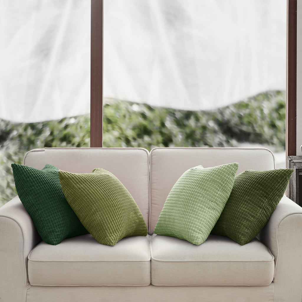Corduroy Corn Grain Cushion Covers - Pack of 4 Mix of Green Shades - 45cm x 45cm