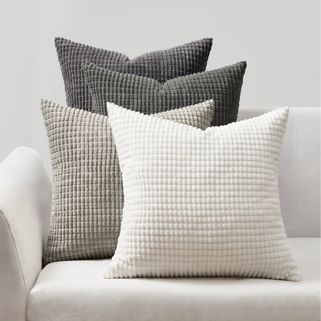 Corduroy Corn Grain Cushion Covers - Pack of 4 Mix of Grey Shades - 45cm x 45cm