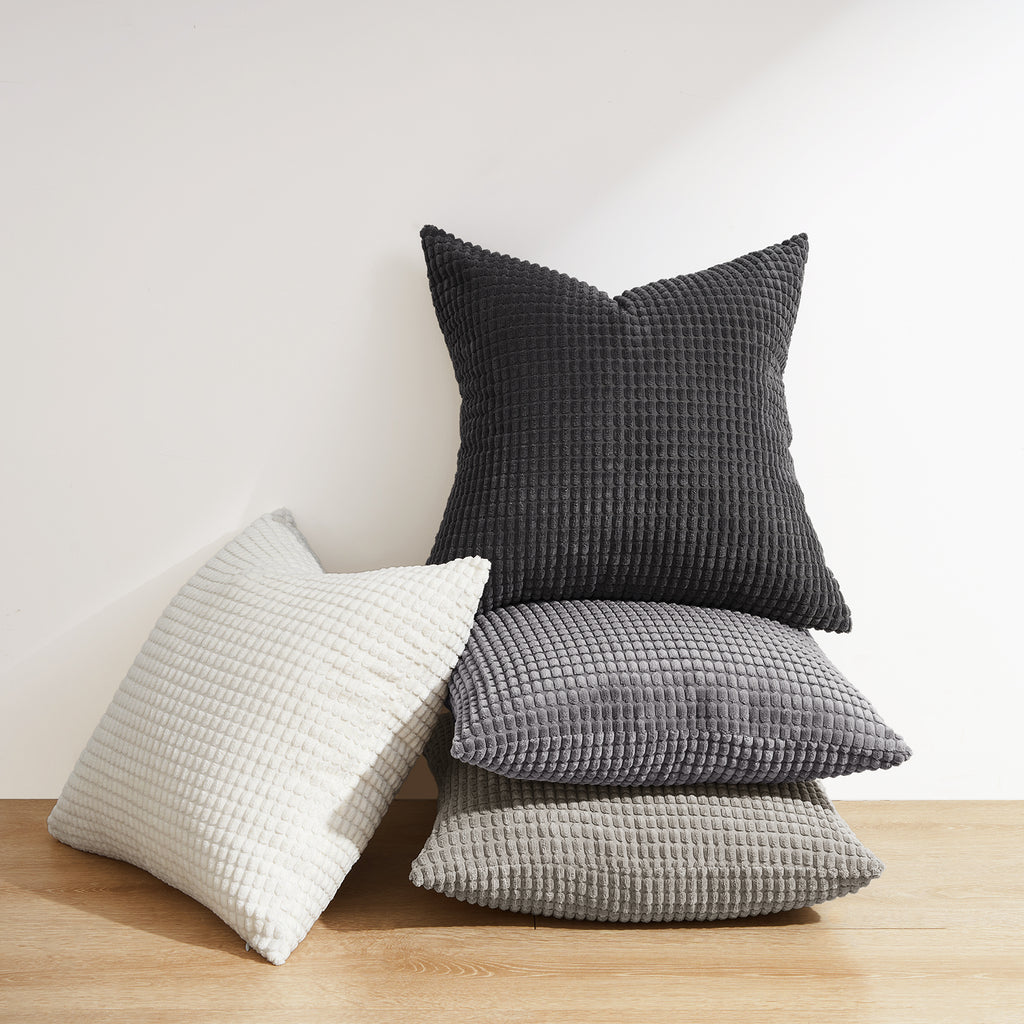 Corduroy Corn Grain Cushion Covers - Pack of 4 Mix of Grey Shades - 45cm x 45cm