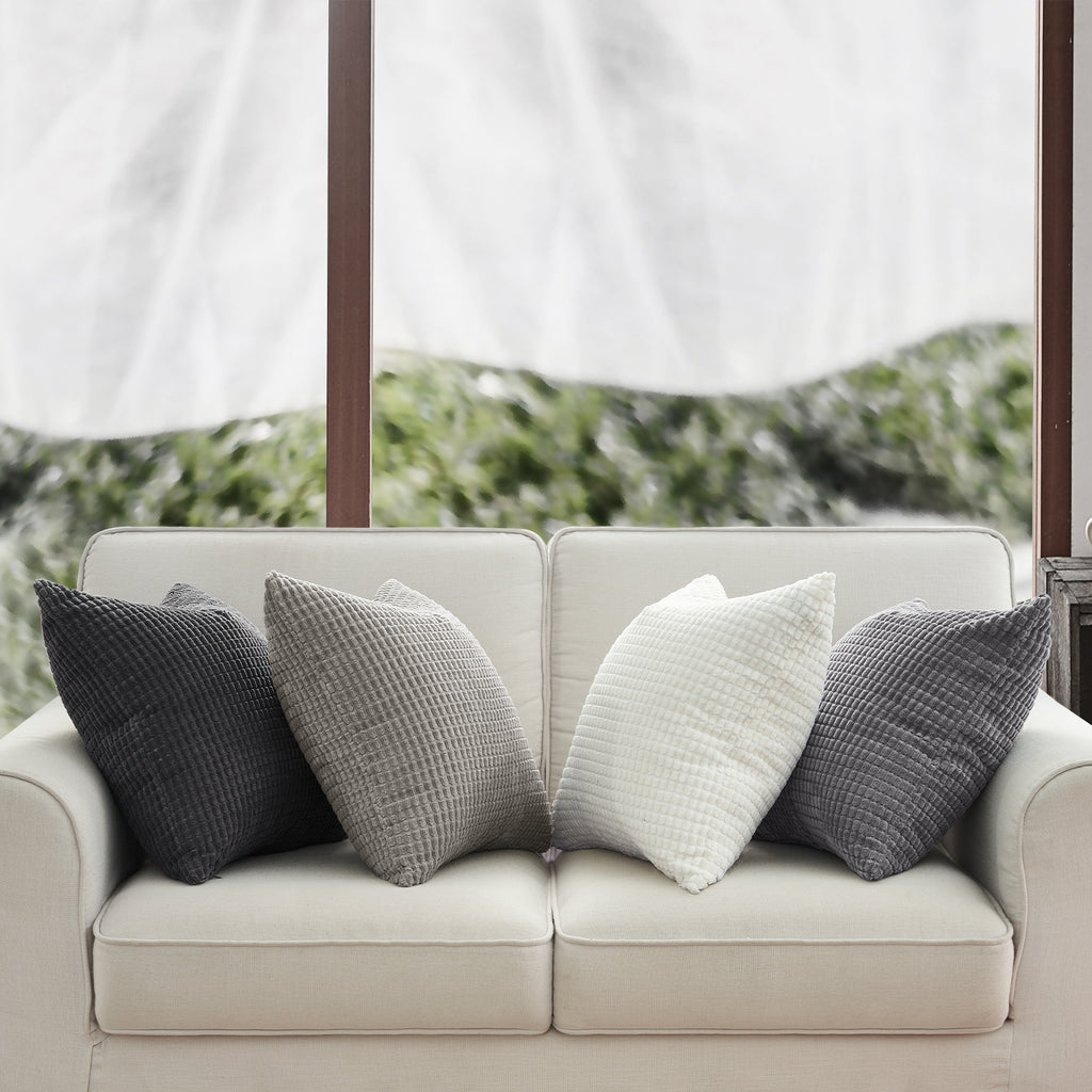 Corduroy Corn Grain Cushion Covers - Pack of 4 Mix of Grey Shades - 45cm x 45cm