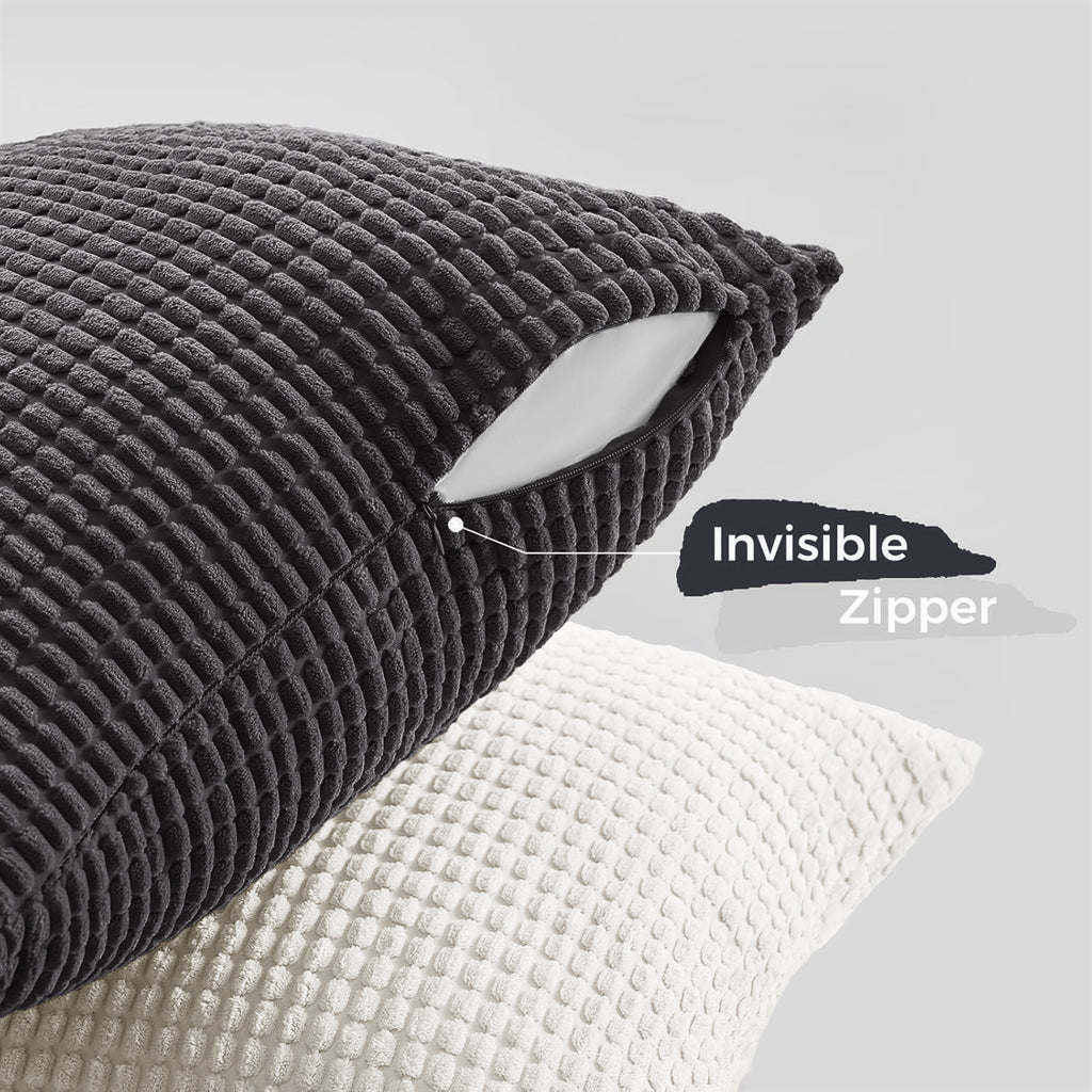Corduroy Corn Grain Cushion Covers - Pack of 4 Mix of Grey Shades - 45cm x 45cm