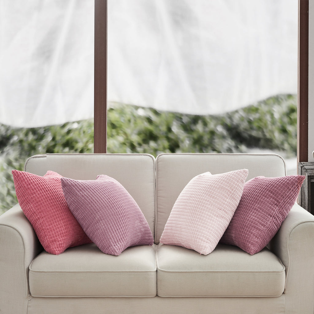 Corduroy Corn Grain Cushion Covers - Pack of 4 Mix of Pink Shades - 45cm x 45cm