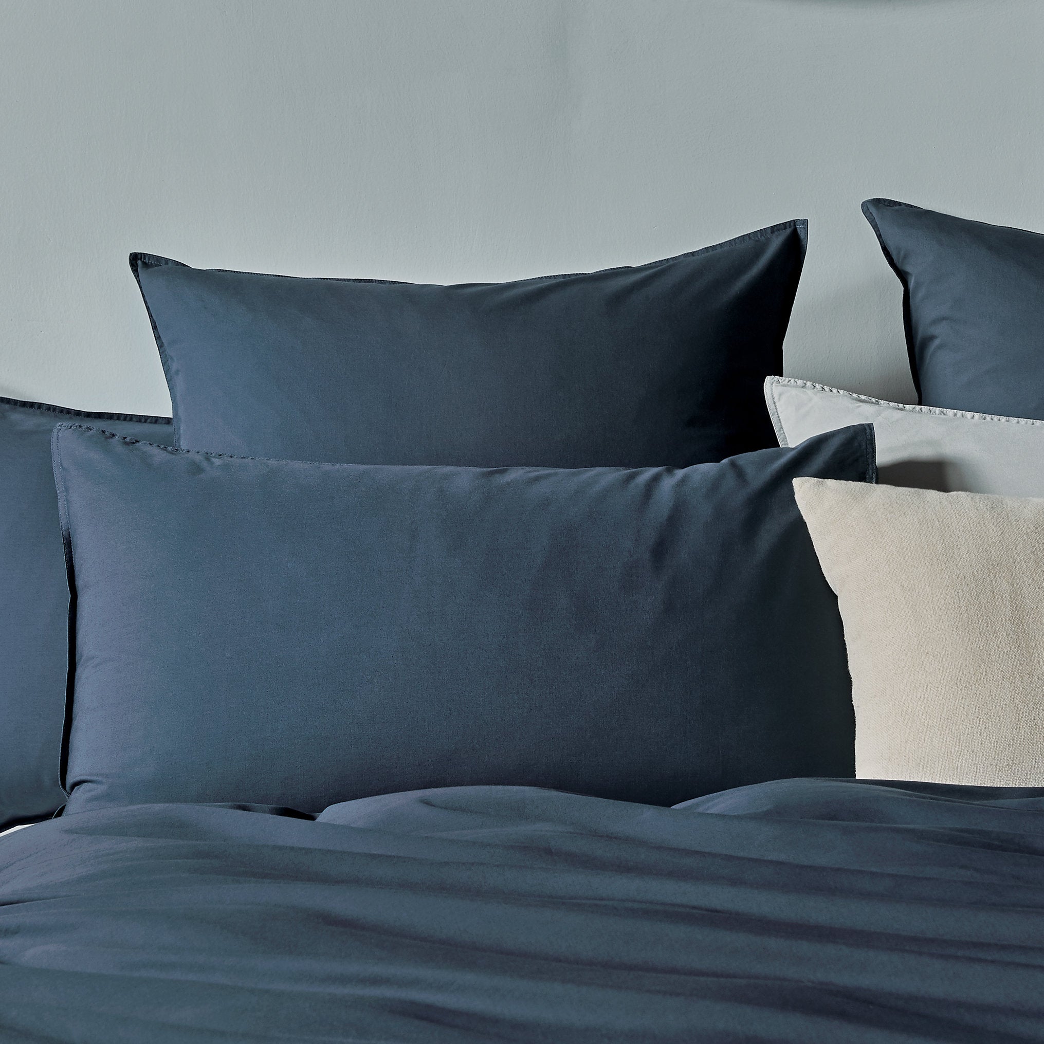 Vintage Washed Cotton Standard Pillowcases - Twin-Pack - Dark Indigo