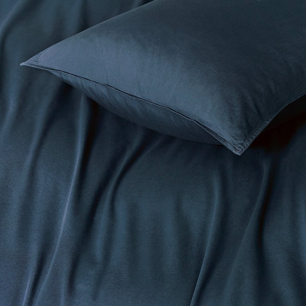 Vintage Washed Cotton Standard Pillowcases - Twin-Pack - Dark Indigo