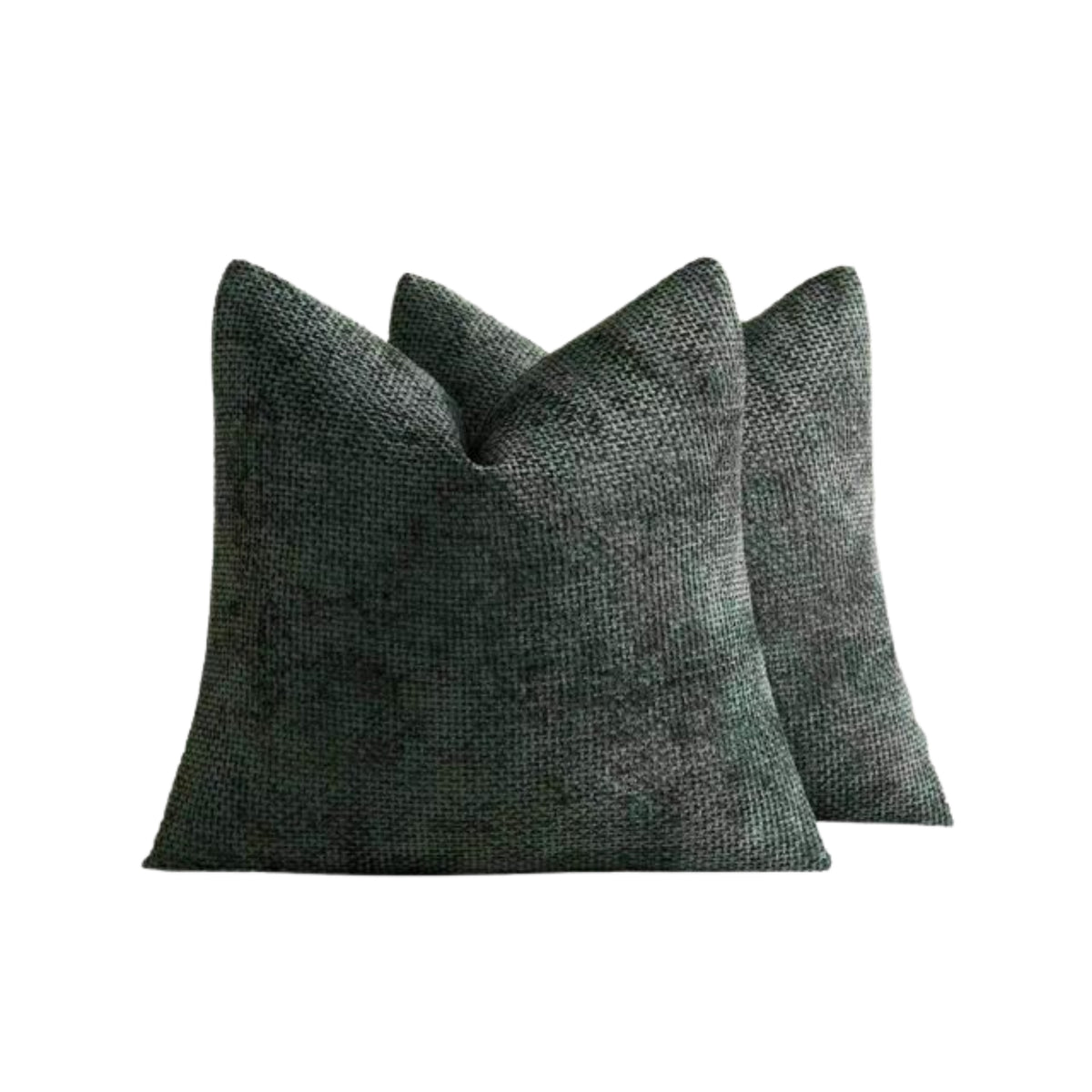 Chenille Grid - European Pillowcases - Pack of 2 - Deep Green, 65cm x 65cm