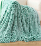 Ultra-Soft Long Tie-Dye Faux Fur Plush Shaggy Throw – Emerald
