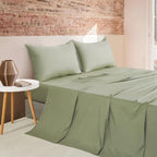 Vintage Washed Microfibre Sheet Set with Pillowcases - Eucalypt