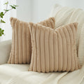 Faux Fur Cushion Covers - Twin-Pack - Natural - 45cm x 45cm