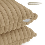 Faux Fur Cushion Covers - Twin-Pack - Natural - 45cm x 45cm