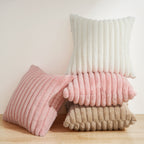 Faux Fur Cushion Covers - Twin-Pack - Natural - 45cm x 45cm
