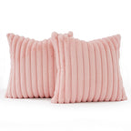 Faux Fur Cushion Covers - Twin-Pack - Pink - 45cm x 45cm