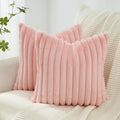 Faux Fur Cushion Covers - Twin-Pack - Pink - 45cm x 45cm