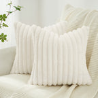 Faux Fur Cushion Covers - Twin-Pack - Snow - 45cm x 45cm