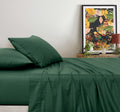 Vintage Washed Cotton Sheet Set with Matching Pillowcases - Forest Green
