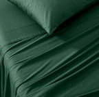 Vintage Washed Cotton Sheet Set with Matching Pillowcases - Forest Green