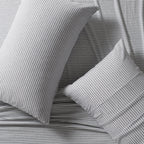 Jersey Cotton Quilt Covet Set - Grey Stripe