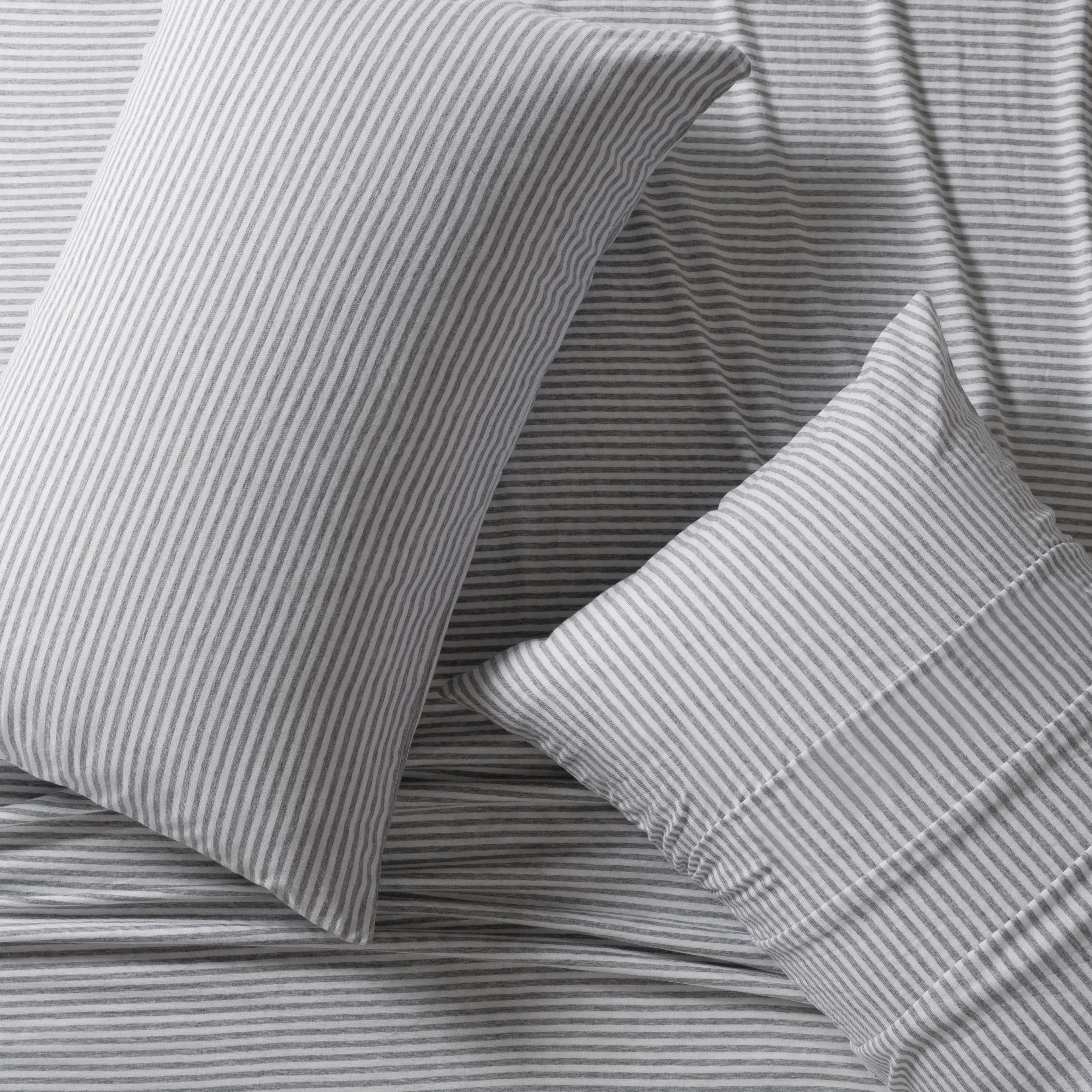 Jersey Cotton Quilt Covet Set - Grey Stripe