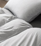 Jersey Cotton Quilt Covet Set - Grey Stripe