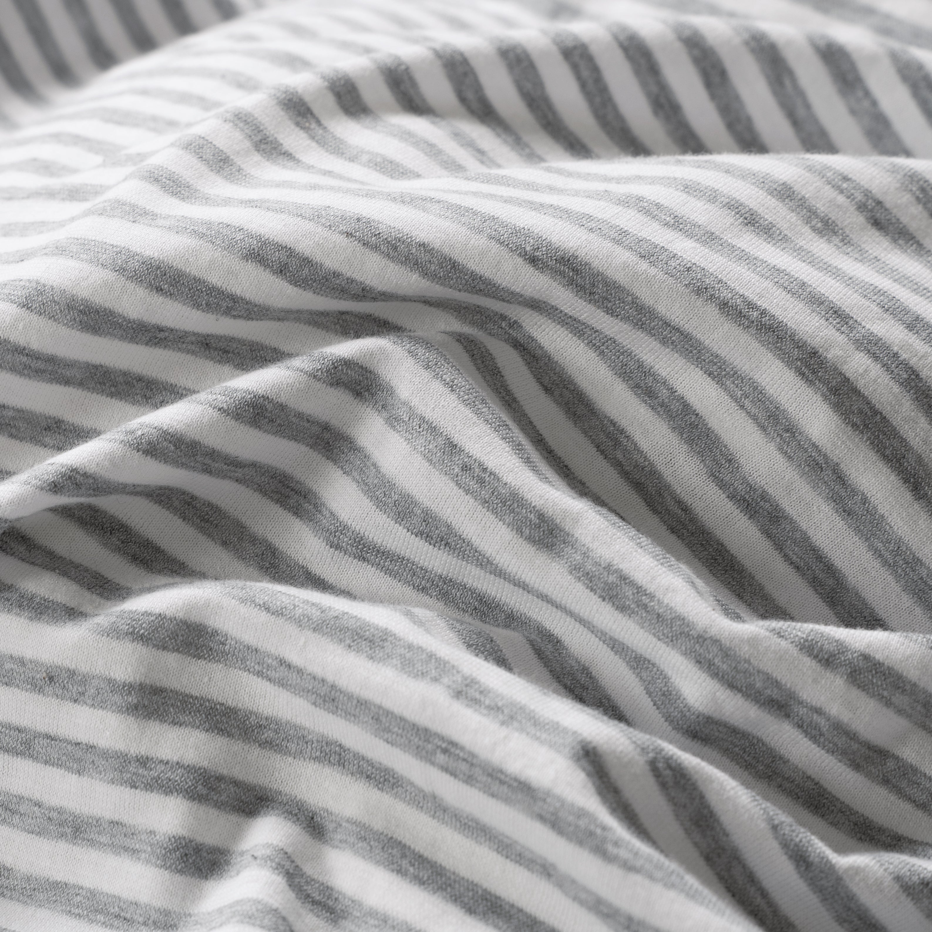 Jersey Cotton Quilt Covet Set - Grey Stripe
