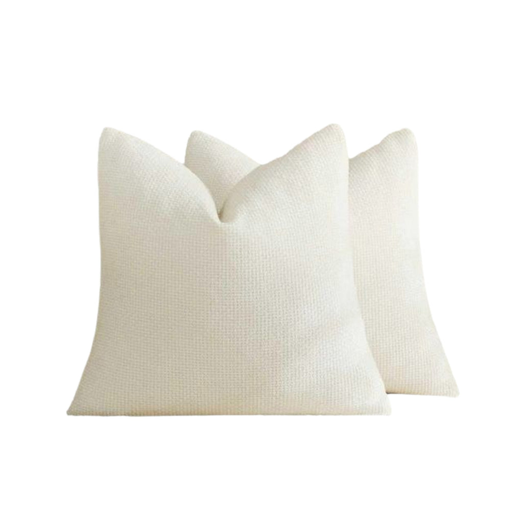 Chenille Grid - European Pillowcases - Pack of 2 - Ivory, 65cm x 65cm