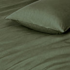 Vintage Washed Cotton Standard Pillowcases - Twin-Pack - Khaki Green