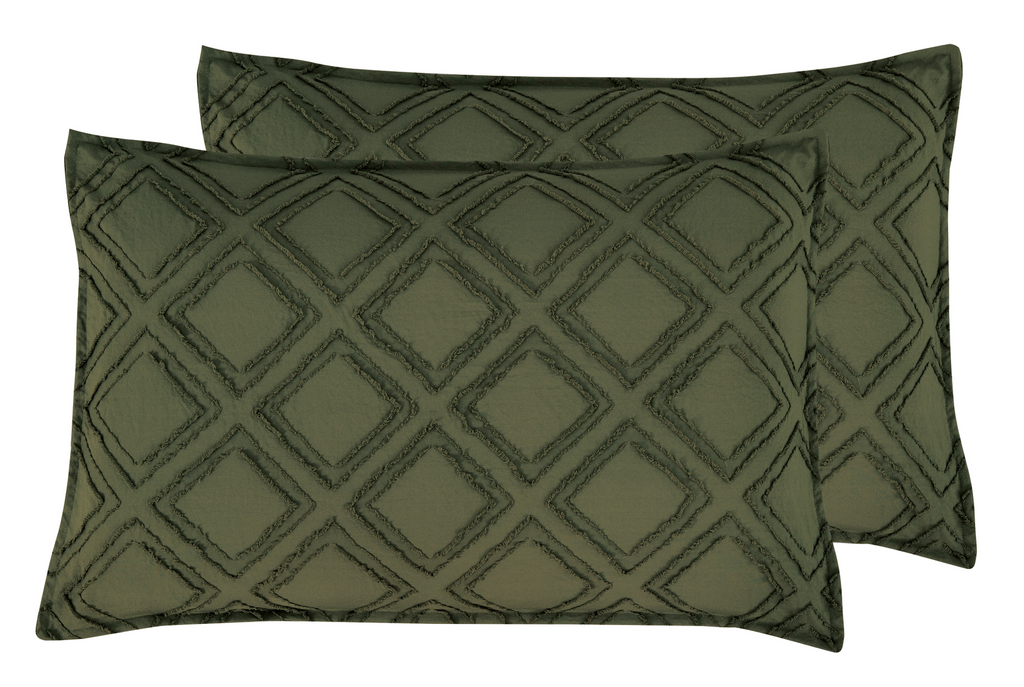 Microfibre Tufted Standard Pillowcases - Set of 2