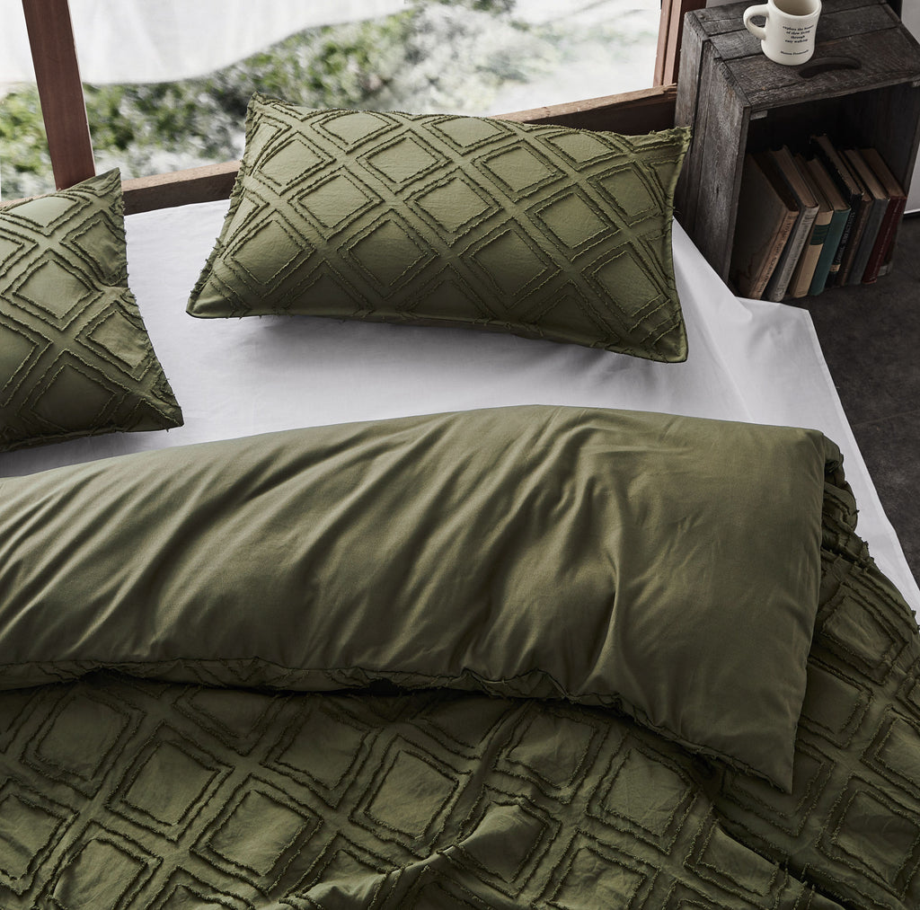 Microfibre Tufted Standard Pillowcases - Set of 2